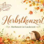 Bild für Herbstkonzert mit buntem Laub, Igel und Pilzen